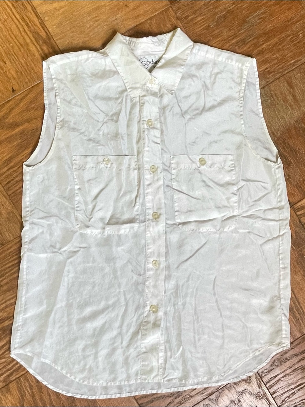 Vintage 80s 90s Cedars Sport 100% Silk Blouse White Cream Size Medium